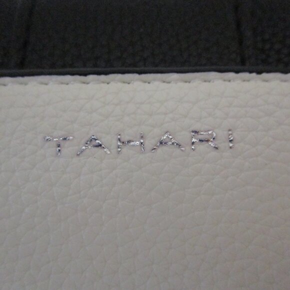 TAHARI Roma Faux Leather Shoulder Bag In Pearl/black NWT - Picture 8 of 10